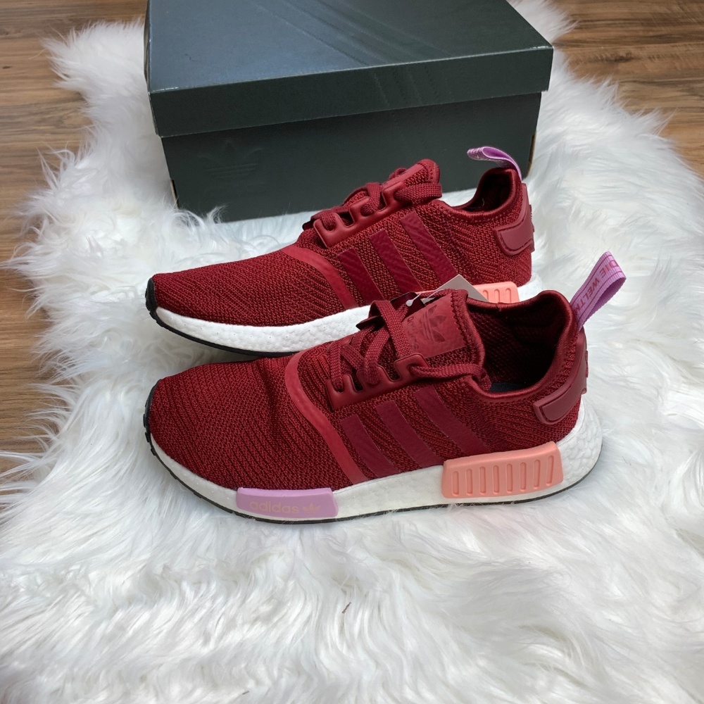 New Adidas NMD R1 Collegiate Burgundy Sneakers - Picture 8 of 8